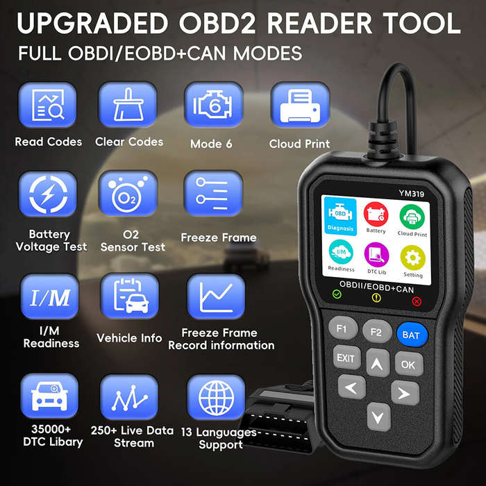 #1 - YM319 OBD2 Scanner Car Check Engine Light Read Erase Fault Codes Professional Car Diagnostic To