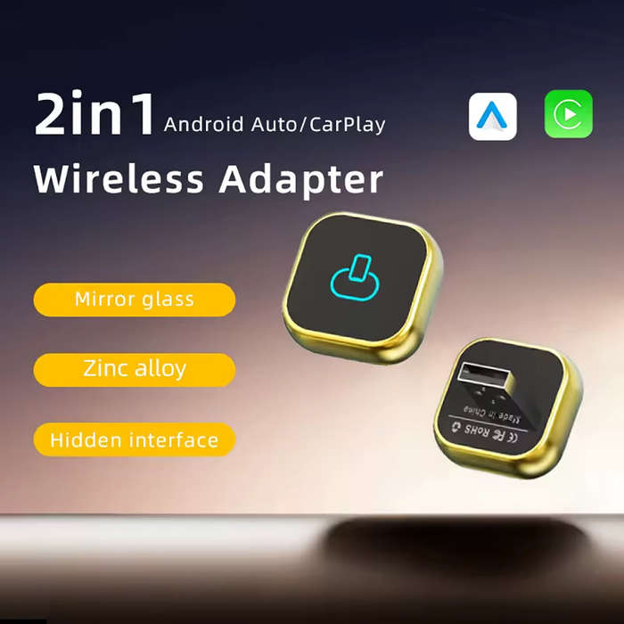 Gold - BABAOLONG 2 In 1 Car Screen Projection Conversion Wireless Carplay Box Compatible with Origin
