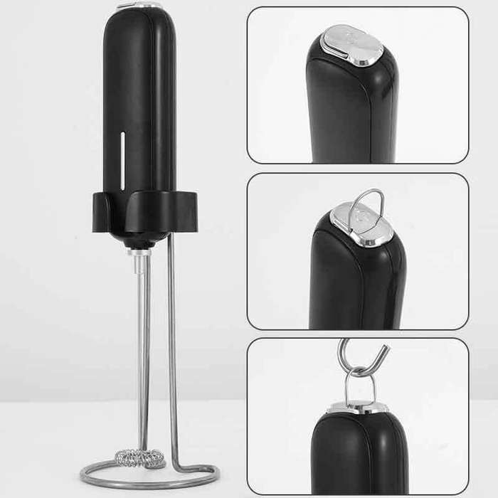 Black - USB Rechargeable Handheld Egg Beater Electric Milk Frother Foam Maker Mixer Coffee Drink Fro