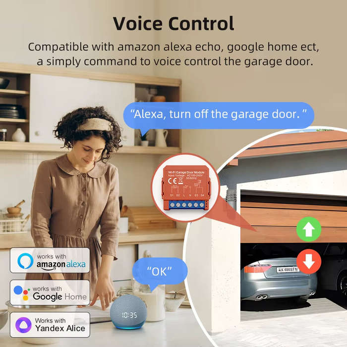 WIFI - Tuya Smart WiFi Garage Door Module Switch Door Opener Controller Smart Life APP Voice Remote