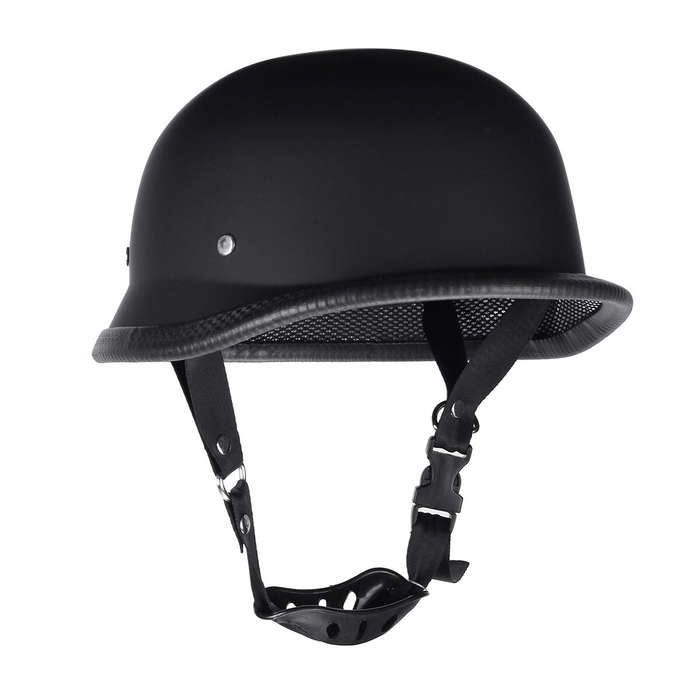 XL - Motorcycle German Style Half Face Helmet Motocross Matte Black M/L/XL