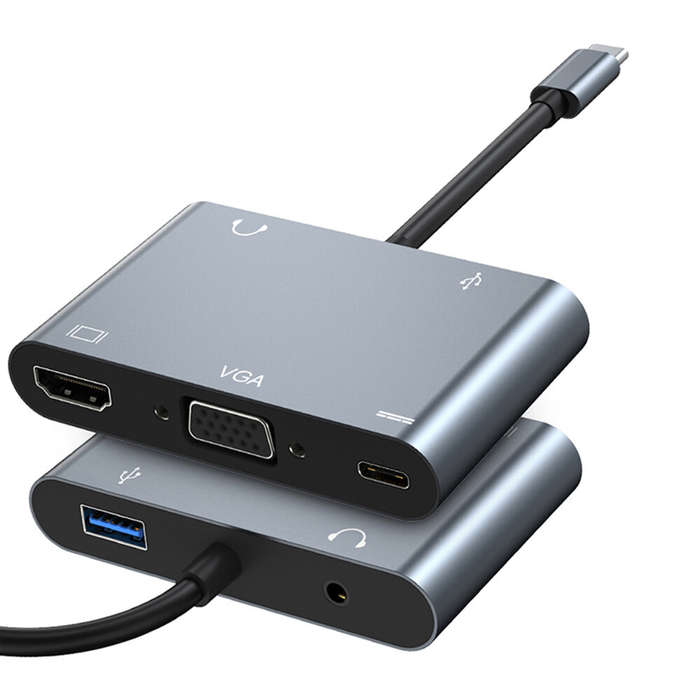 Mechzone 5 in 1 Type-C Docking Station USB-C Hub Adapter with USB3.0 USB-C PD 100W 4K HDMI-Compatibl