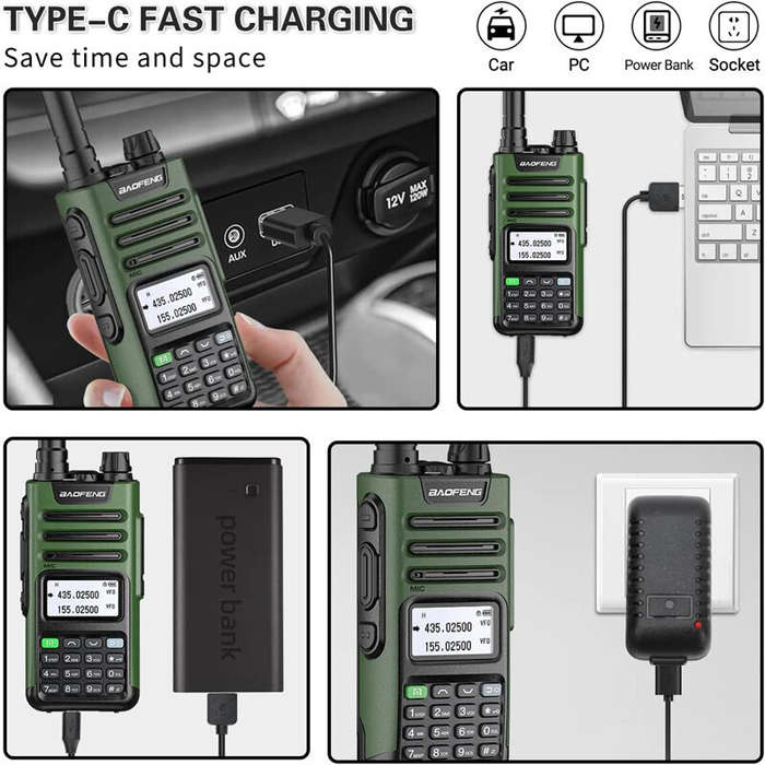 Black - BAOFENG UV13Pro V2 Dual Band Walkie Talkie 999 Channels 1800mAh 16KM Long Range Type-C Charg