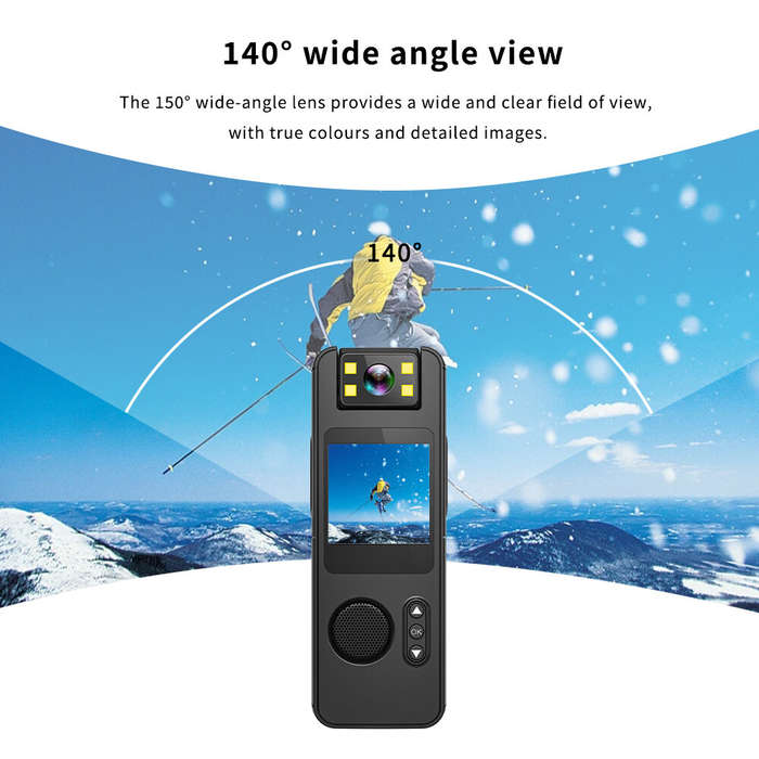 Black - CS11 1080P Back Clip Camera Video Recorder 180 Degree Adjustable Lens Cycling Recorder Built