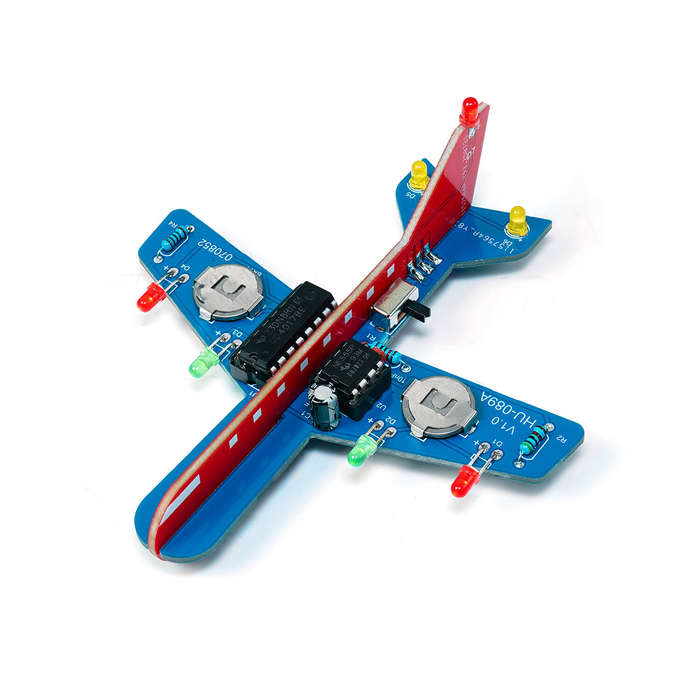 DIY Kit - HU-089 LED Airplane Model DIY Kit NE555 CD4017 Circuit Multi-Color Lights Compact Design B