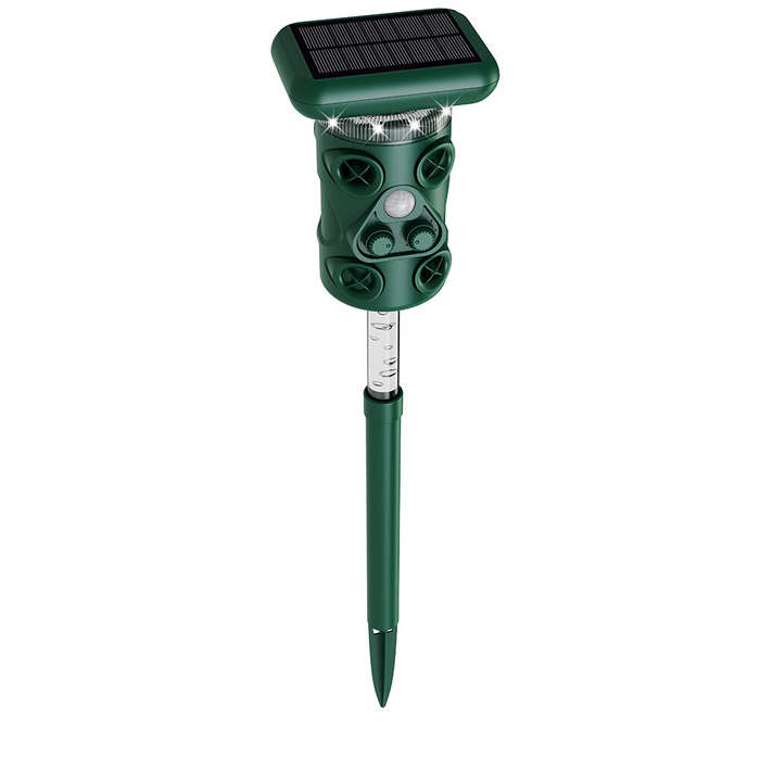 Green - 1200mAh Ultrasonic Solar Powered Outdoor Rat Bird Repellent LED Strobe Ultrasonic Outdoor Mo