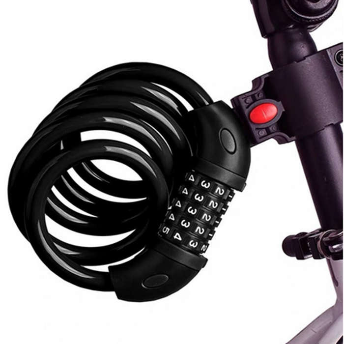 Black - Bicycle Lock 5 Digit Code 1200mm*12mm Anti-theft Lock Bike Security Accessory Steel Cable Cy