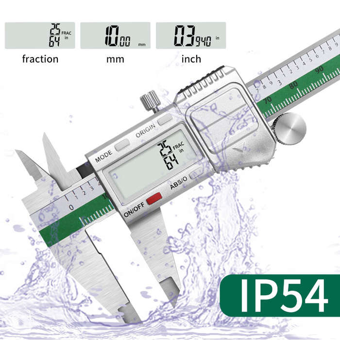 Silver - AV TOOLTOP ET54 Stainless Steel Digital Caliper 150mm IP54 Waterproof Dustproof LCD Display