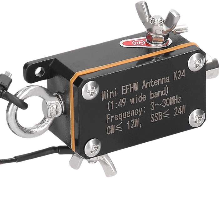 Black - Pocket EFHW Antenna K24 3-30MHz Frequency Band Shortwave Antenna Wideband End-fed Halfwave A