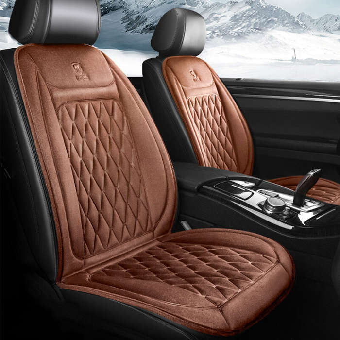 Coffee - 12-24V Universal Single Car Seat Heated Cushion Electric Heating Pad Winter Seat Warmer Cov