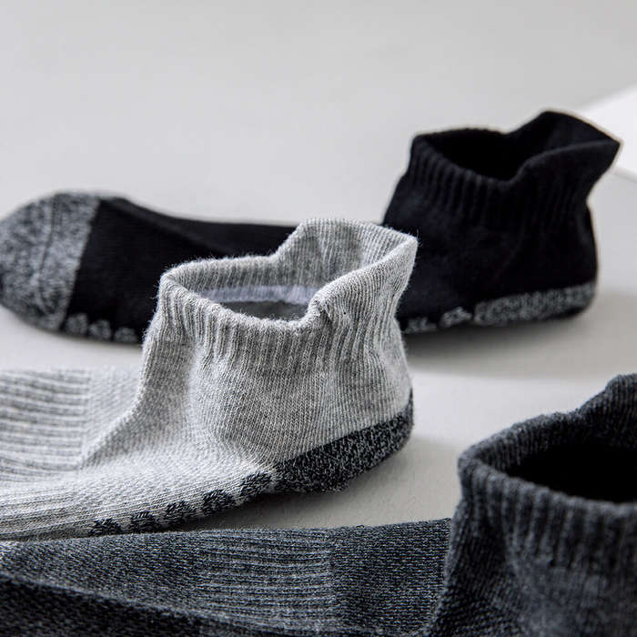 Black - 5 Pairs Sports Socks Men's Short Socks Sweat-absorbent Breathable Mesh Athletic Ankle Socks