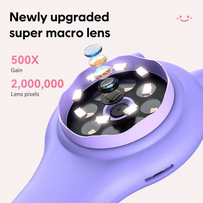 Pink - 600mAh 500X Children's HD IPS Microscope Plant Specimen Magnifier Portable Microscope for Chi