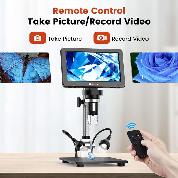 MUSTOOL DM9 Pro HDMI-compatible Digital Microscope w/eflect cover 7'' IPS Screen Microscopes 1200X E