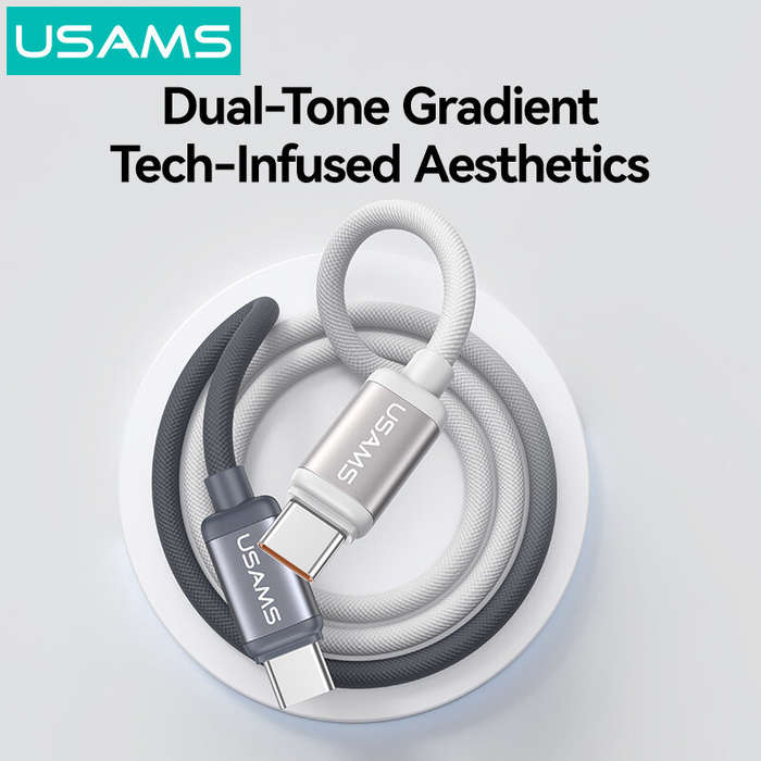Black/White - USAMS SJ756 PD60W Type-C to Type-C Cable PD QC AFC FCP Fast Charging Data Transmission