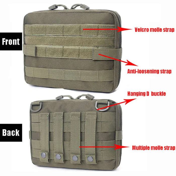 Dark Green - Tactical Admin Molle Pouch Medical EDC EMT Utility Bag Shell Design Waterproof Attachme