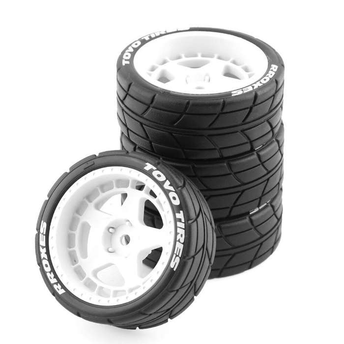 White - 4PCS Drift Rally RC Tires Wheels 12mm Hex for Wltoys 124019 HPI KYOSHO TAMIYA TT02 XV01 1/10