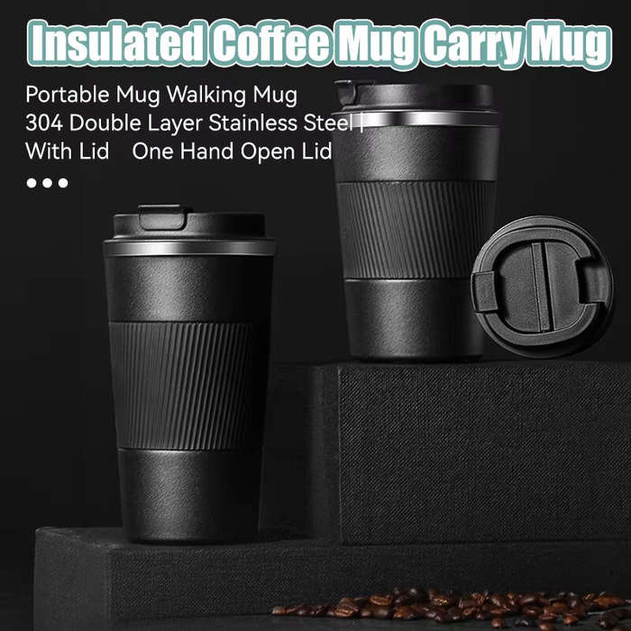 White - IPRee 510ml Double Stainless Steel Coffee Thermos Mug with Non-Slip Case Car Vacuum Flask Tr