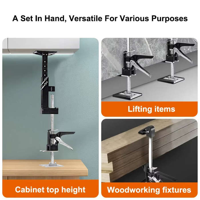 2 PCS - 2PCS Cabinet Jack for Installing Adjustable 0-23.4 Inches Construction Jack Hand Lifting Jac