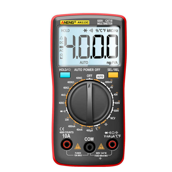 Red - ANENG AN113C Intelligent Auto Measure Digital Multimeter 4000 Counts True RMS LCD Digital Mult