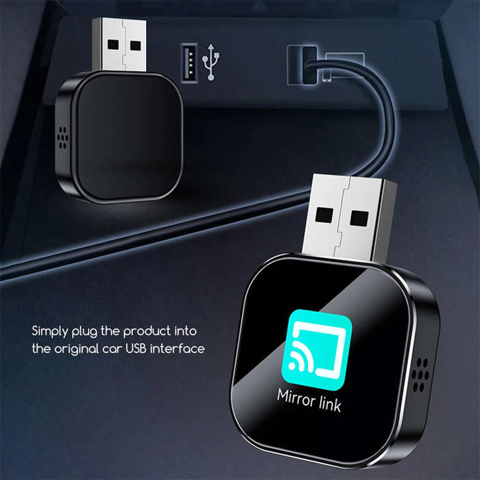 Silver - Smart Android Auto Mirror Link Box Adapter Metal Glass Dual Function Enhancer for Seamless