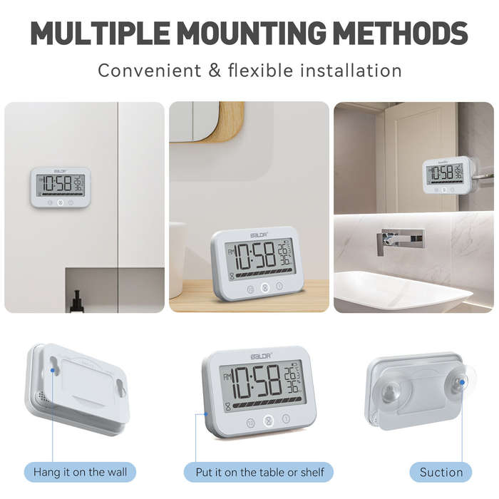 White - BALDR Waterproof Countdown Thermometer Hygrometer Multifunctional Electronic Thermometer And