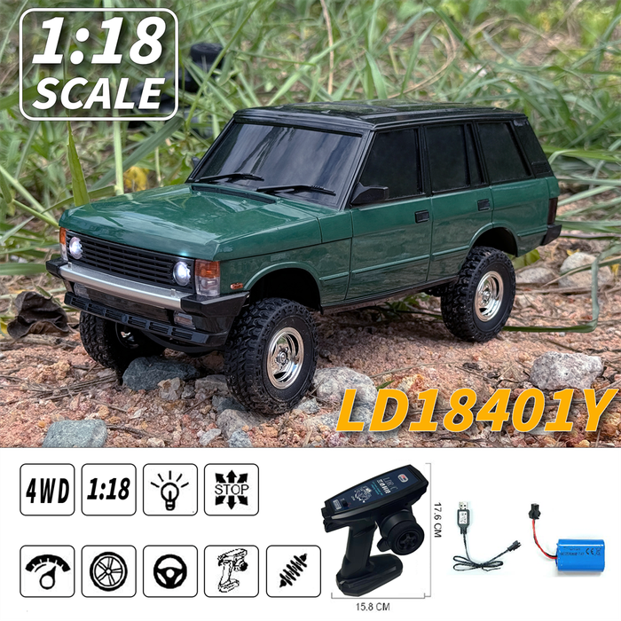 Green - LDRC 18401 RTR 1/18 2.4G 4WD RC Car Rock Crawler Off-Road Climbing Truck LED Light Full Prop