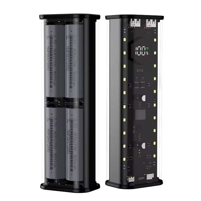 Orange - 21700 Battery Storage Box 4 Slots DIY Power Bank Box for 21700 Charger Dual USB Output Type