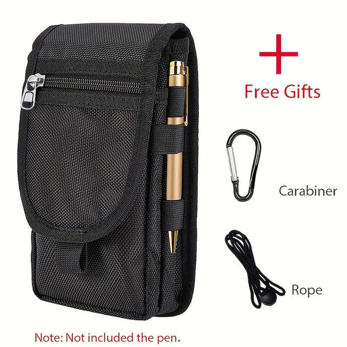 Black - Outdoor Casual Wear-resistant Nylon Waist Bag Portable 3-compartment Layered Phone Bag Men's
