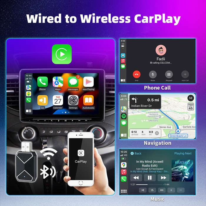 2 In 1 Carplay - 2 in 1 Wired to Wireless CarPlay Android Auto Adapter Plug & Play Voice Assistant w