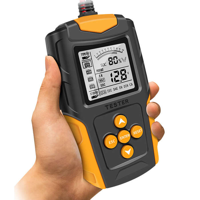 Yellow - 12V 24V 8-30V Car Battery Tester LCD Battery Analyzer Test Tool Digital Analyzer Tester for