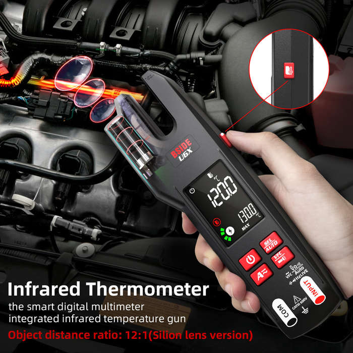 BSIDE U6X Digital Clamp Meter Multifunctional Testing Device 0-620V with Infrared Temperature Sensin
