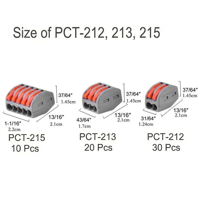Kit - 60PCS Electrical Wire Connector Boxed Quick Wiring Connector Electric Cable Terminal Block PCT