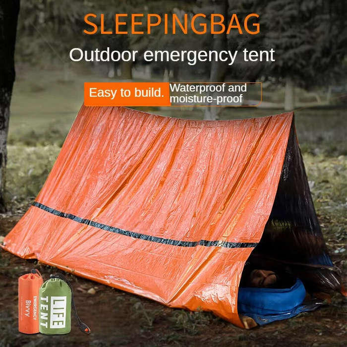 Orange - Portable Outdoor Disaster Relief Tent Camping Temporary Simple Sleeping Bag Warm First Aid