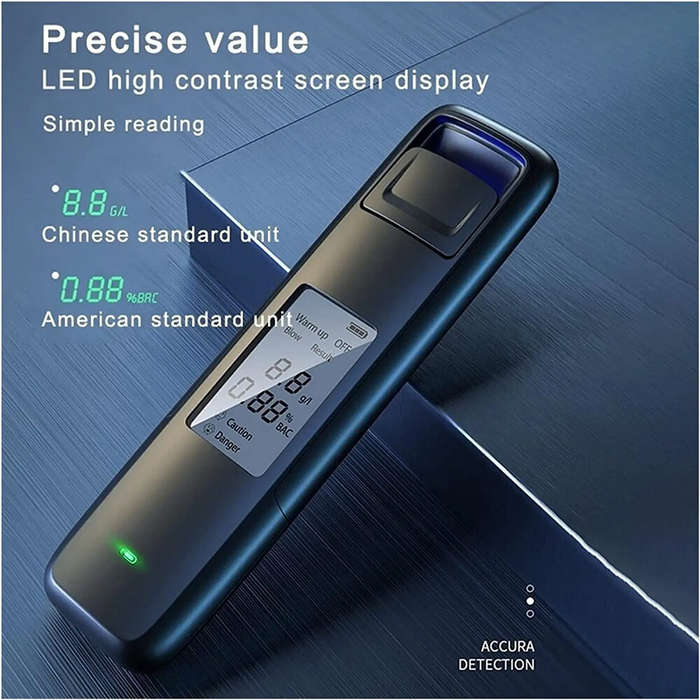 Black - Non-Contact Alcohol Tester with Digital Display USB Rechargeable Portable Alcohol Tester Ana