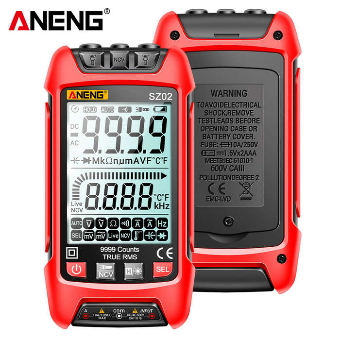 Orange - ANENG SZ02 9000 Counts Auto Range True RMS Digital Multimeter High Precision Resistance Fre