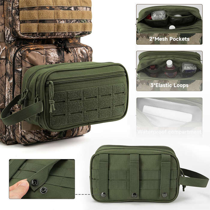Black - Men's Multifunctional Toiletry Bag Waterproof Compartment EDC Tool Storage Bag Skin Care Sha