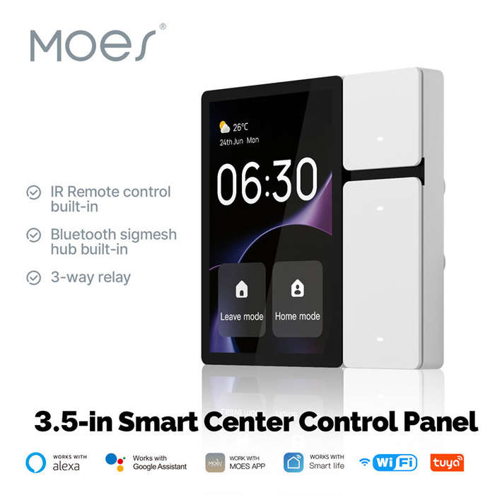 MOES Tuya WiFi 3.5 inch Smart Control Panel Screen 3 Relays 3 Physical Buttons IR Remote Control Cen