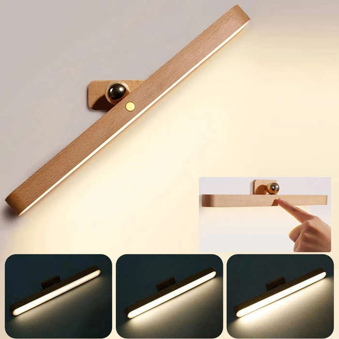 Yellow - Cordless Mirror Front Light USB LED Night Light Makeup Light Wooden LED Night Light USB Mag