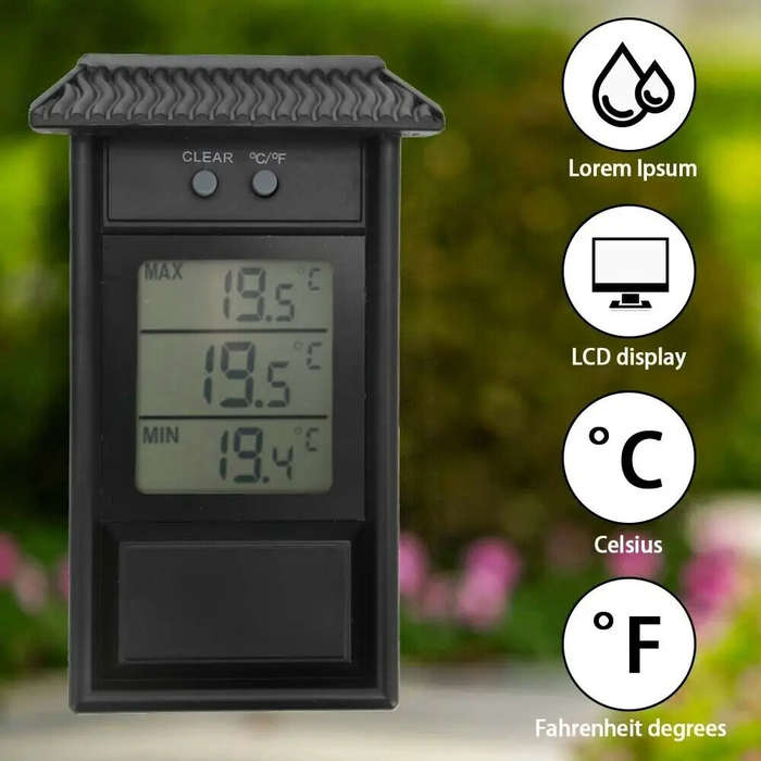 White - Digital Display Thermometer Max Min Waterproof for Indoor Outdoor Garden-20C to 50C High Acc