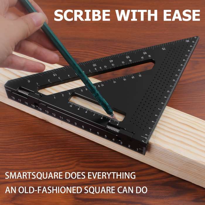 Black - Aluminum Alloy Triangular Ruler Ambidextrous Medium Point 7 Inch Square Protractor Miter Too