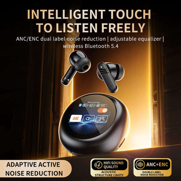 White - LX30 TWS bluetooth Headset Wireless Earphone LED Touch Screen ENC Call Noise Reduction 10mm