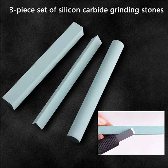 3 PCS - Stone Set 3-piece Professional 3-Piece Silicon Carbide Sharpening Stone Set for Chisels Goug