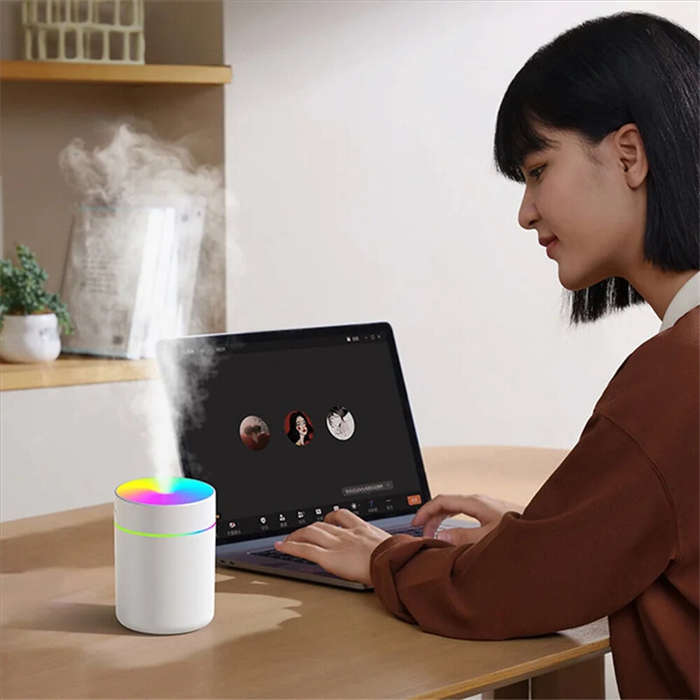 White - Tevorex Colorful Desktop 180ml Air Humidifier Aroma Diffuser Mini Essential Oil Purifier Aro