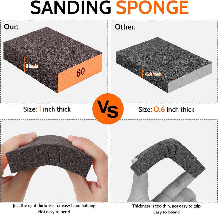 8 PCS - 8pcs Sanding Sponges Assorted Grits 60 80 120 220 Washable Reusable Sandpaper Blocks for Woo
