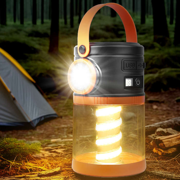 Orange - IPRee Outdoor Solar Portable Camping Light,Power Display,Double Light Source Lamp Power Ban