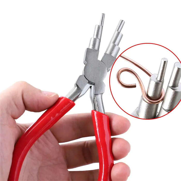 Red - 6" Jewelry Pliers Carbon Steel Round Nose Needle Nose Pliers for 3-10mm Rings Wire Wrapping Je
