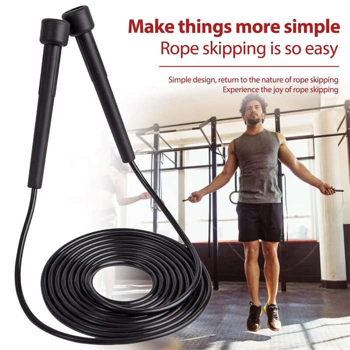 Black - KALOAD Speed Jump Rope Skipping Rope Fitness Sports Professional Training Home Exercise Equi