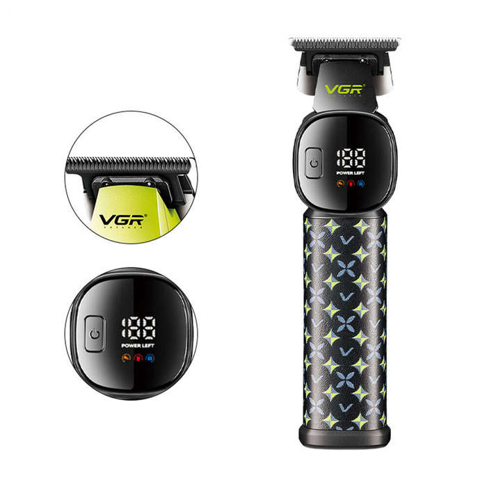 Black - VGR V-185 Professional Hair Trimmer for Men with Ceramic Stainless Steel Blades 7000 RPM Mot