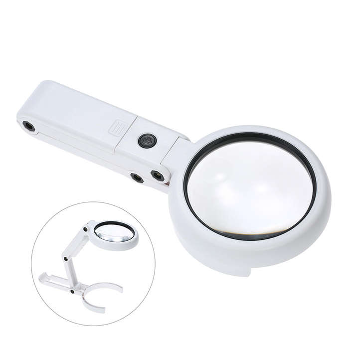 Handheld Portable Foldable Lamp Illuminated Magnifier 5X 11X Magnifying Table 8 LED Lights Loupe Mag