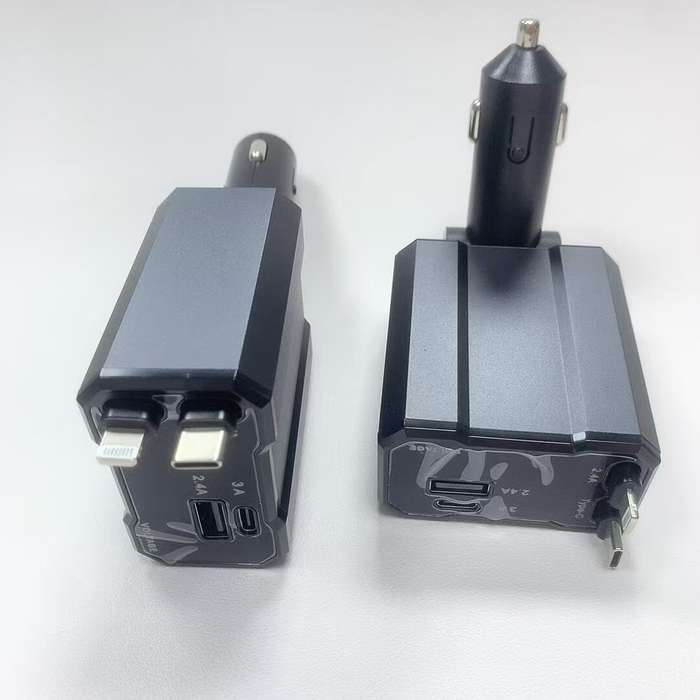 Black - 66W 4-Port USB PD Charger Adapter with USB-A+USB-C+iP+PD Type-C Fast Charging with Digital D